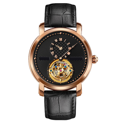 Orologio di scheletro automatico rotatorio impermeabile, un orologio meccanico di Tourbillon del mezzo ago