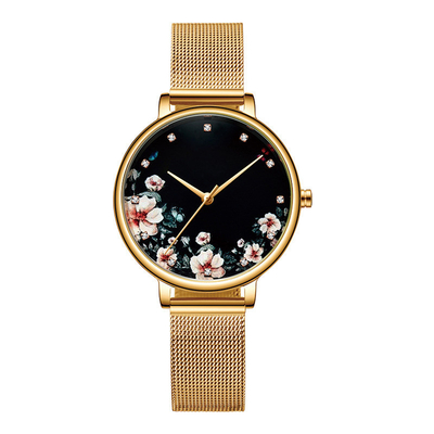 acciaio inossidabile Mesh Watch For Women di 30M Waterproof Precious Flower