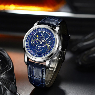 L'orologio del quadrante degli uomini degli uomini luminosi illuminati dell'orologio meccanico automatico