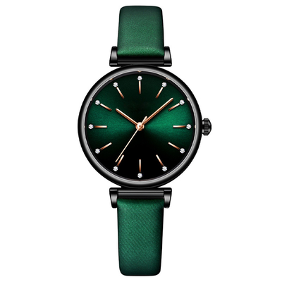 Orologi di signore di lusso di cuoio del cinturino di cuoio di orologio del polsino delle donne del quarzo della lega