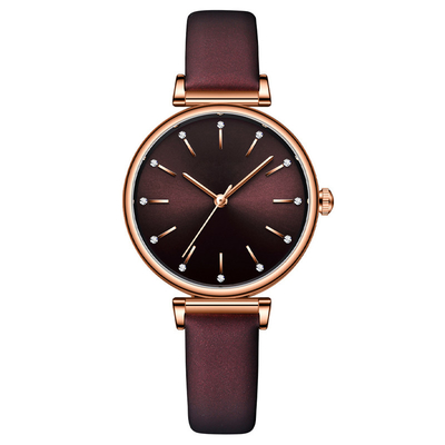 Orologi di signore di lusso di cuoio del cinturino di cuoio di orologio del polsino delle donne del quarzo della lega