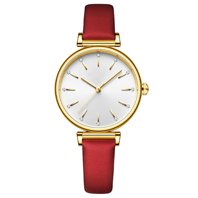 Orologi di signore di lusso di cuoio del cinturino di cuoio di orologio del polsino delle donne del quarzo della lega