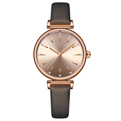 Orologi di signore di lusso di cuoio del cinturino di cuoio di orologio del polsino delle donne del quarzo della lega