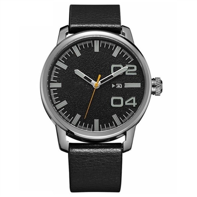 Orologio resistente all'uso del quarzo della cinghia di cuoio di Pin Buckle Black Casual Watches degli uomini