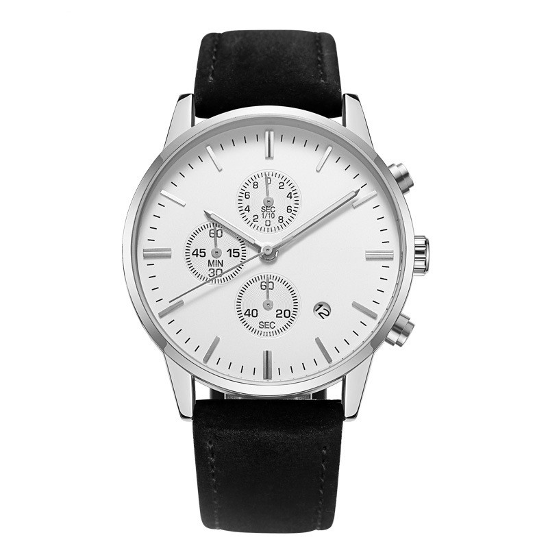 Orologio multifunzionale del calendario perpetuo della data di giorno del cinturino di cuoio di orologio di sport del Chronos degli uomini